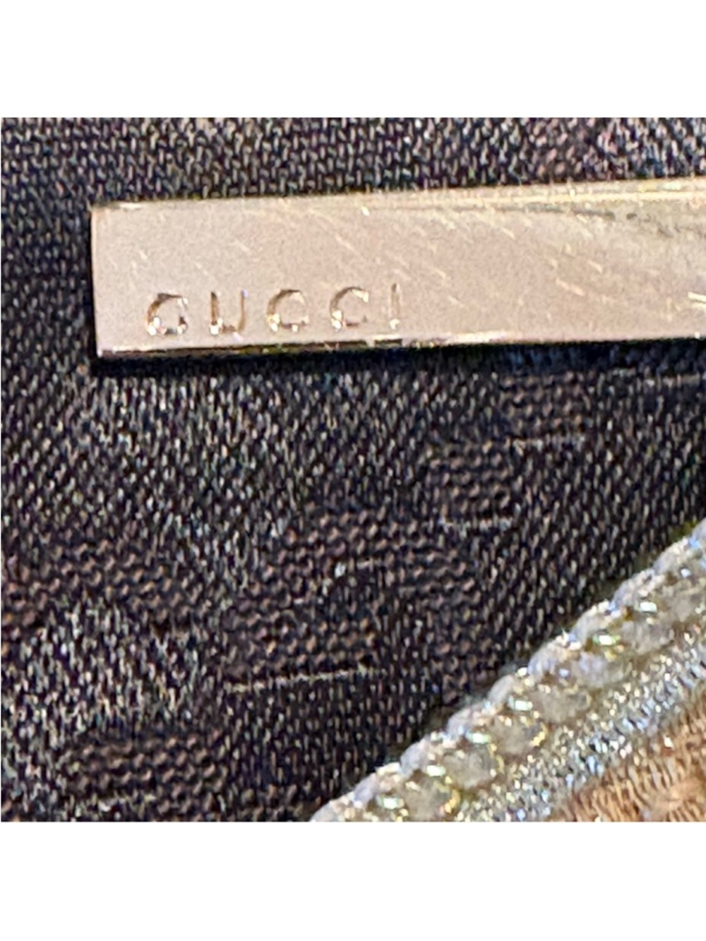 Authentic Gucci Metallic Gold Monogram Half Moon Handbag - Picture 13 of 14